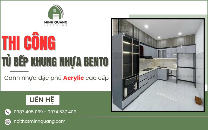 Thi công tủ bếp khung nhựa bento
