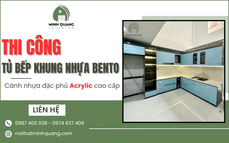 Thi công tủ bếp khung nhựa bento