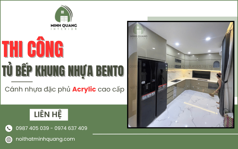 Thi công tủ bếp khung nhựa bento