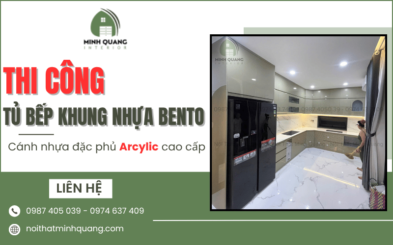 Thi công tủ bếp khung nhựa bento