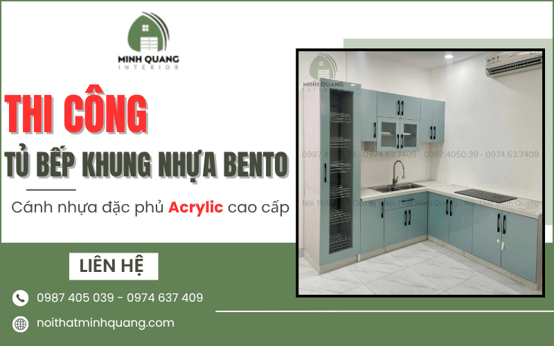 Thi công tủ bếp khung nhựa bento