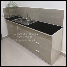 Tủ bếp mini có sẵn bồn rửa mặt gạch MN0018