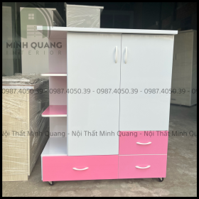 Tủ quần áo trẻ em trắng phối hồng TE0001