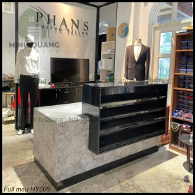 Mẫu bàn quầy cực hot tại xưởng Minh Quang nổi bật với thiết kế độc đáo và tone màu cực sang trọng KT0013