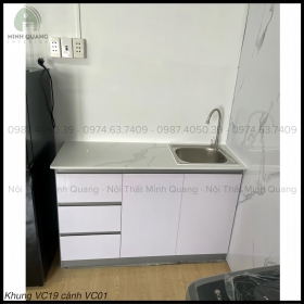 Tủ bồn mini nhựa Vincoplastic cao cấp với tone màu xám và trắng đã mang lại sự tinh tế, hiện đại cho căn bếp MN0075
