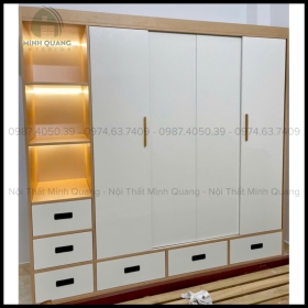 TỦ QUẦN ÁO 4 CÁNH CỬA LÙA NHỰA ĐÀI LOAN CAO CẤP QA00123